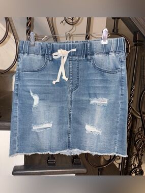 Guess Light Blue Denim Drawstring Mini Skirt Size Small
